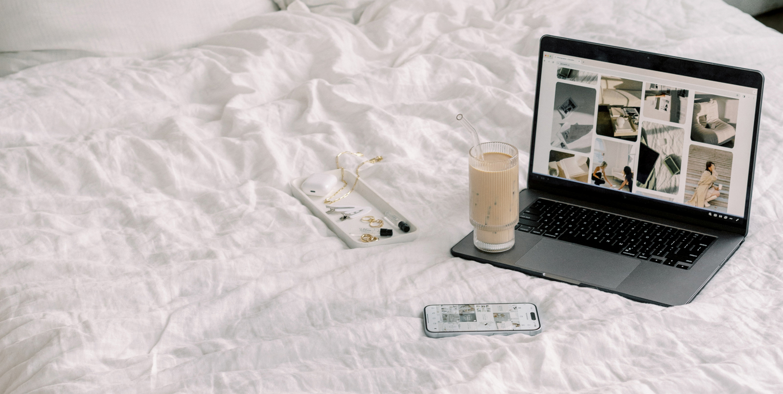 photo of laptop on bed with instagram open 